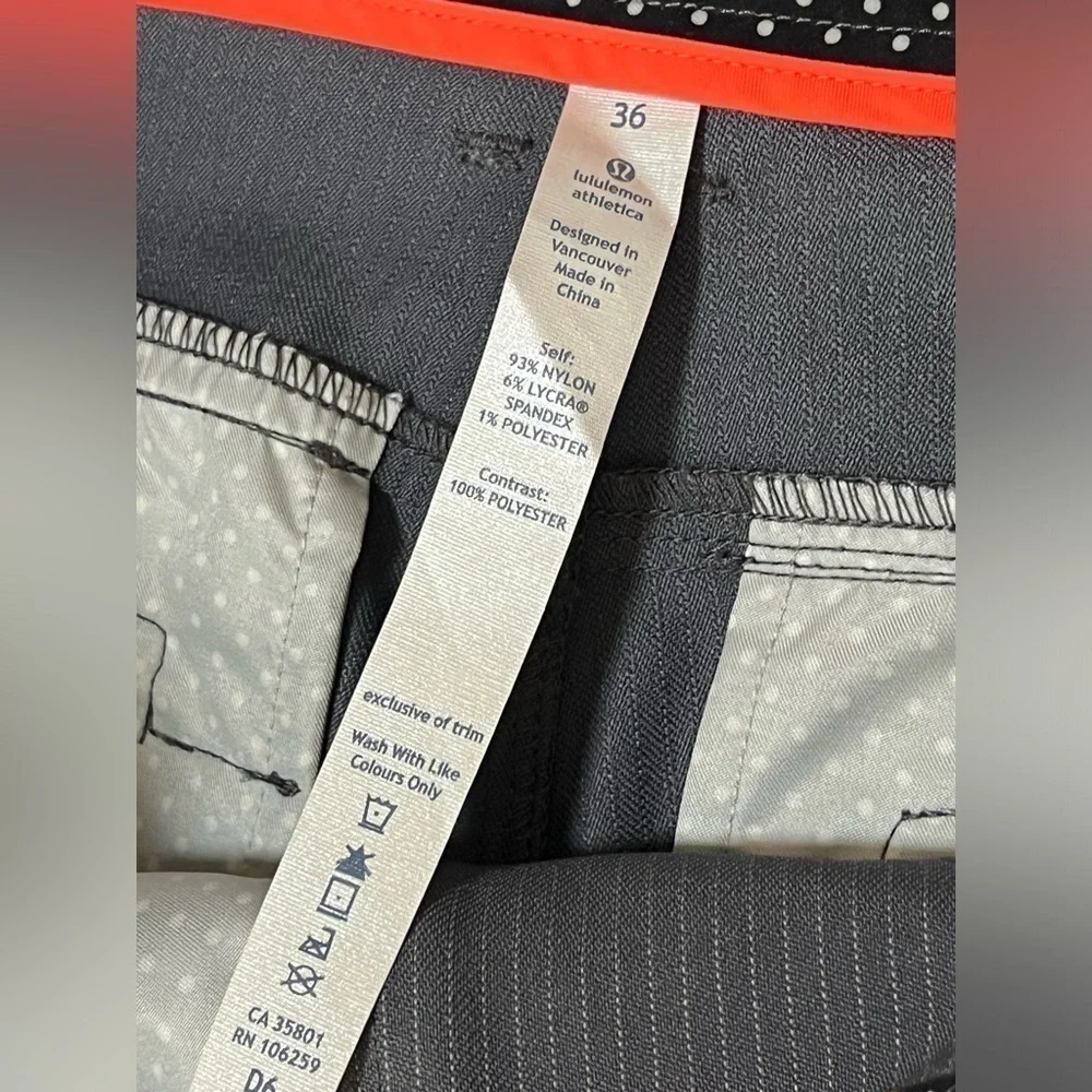 Lululemon Gray Pinstripe Pant. New Without Tags. Size 36